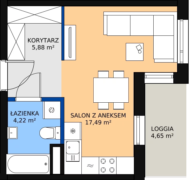Zalety mieszkania 27.97 m², Budynek 2 Mieszkanie 48