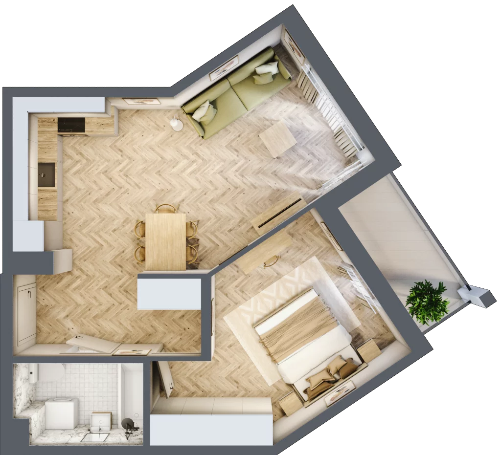 2 pokoje, mieszkanie 46,19 m², piętro 5, oferta nr Budynek 2 Mieszkanie 58, Krakowska Rogatka, Kielce, Centrum, ul. Miodowicza 1