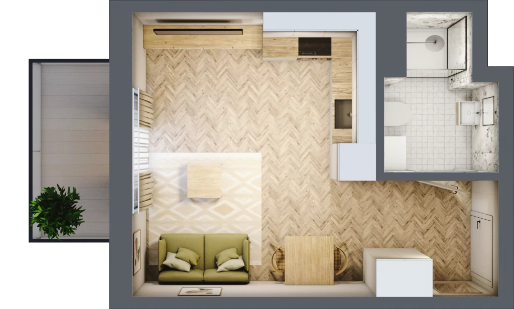 1 pokój, mieszkanie 25,58 m², piętro 5, oferta nr Budynek 2 Mieszkanie 64, Krakowska Rogatka, Kielce, Centrum, ul. Miodowicza 1
