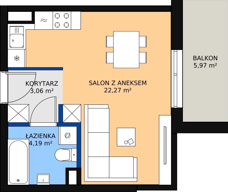 Zalety mieszkania 30.15 m², Budynek 2 Mieszkanie 69