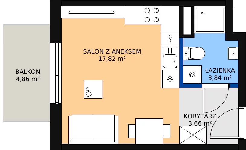 Zalety mieszkania 25.58 m², Budynek 2 Mieszkanie 12