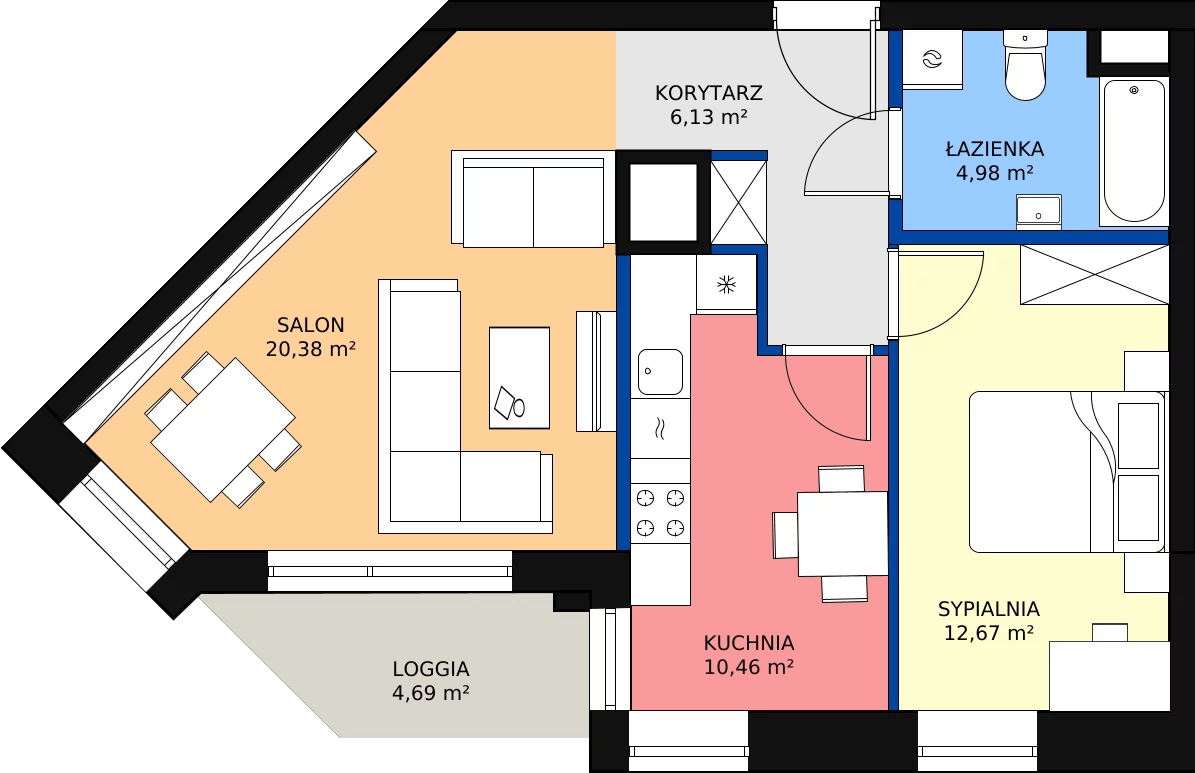 Zalety mieszkania 56.03 m², M84