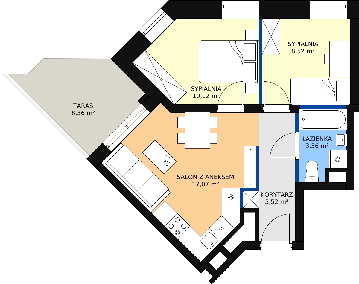 Zalety mieszkania 45.63 m², M89