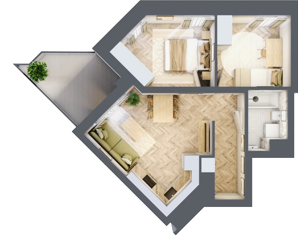 3 pokoje, mieszkanie 45,63 m², piętro 5, oferta nr M89, Sky Trust II , Kielce, Bocianek, al. Solidarności / ul. Świętokrzyska