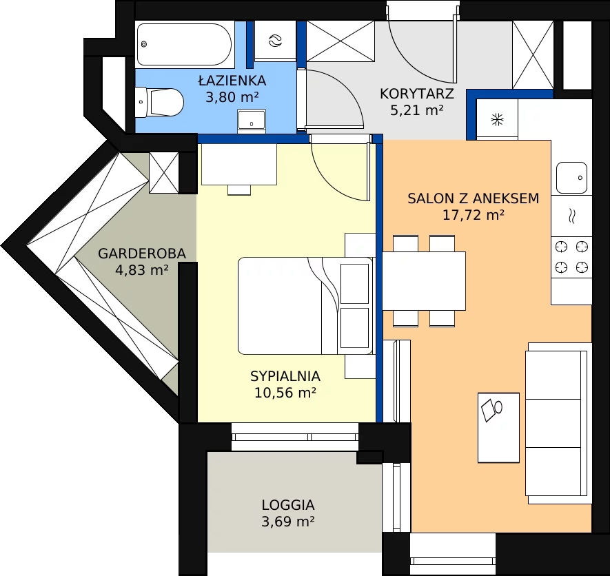 Zalety mieszkania 43.16 m², M93