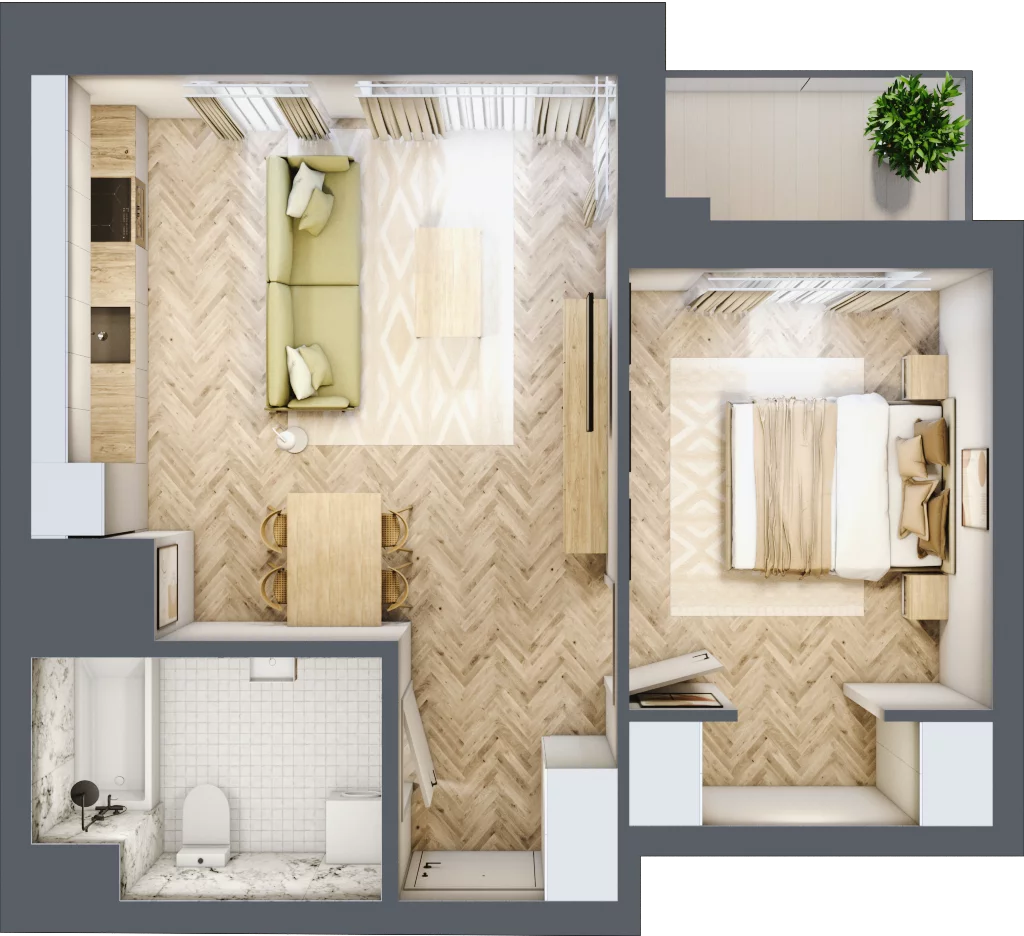2 pokoje, mieszkanie 45,70 m², piętro 6, oferta nr M98, Sky Trust II , Kielce, Bocianek, al. Solidarności / ul. Świętokrzyska