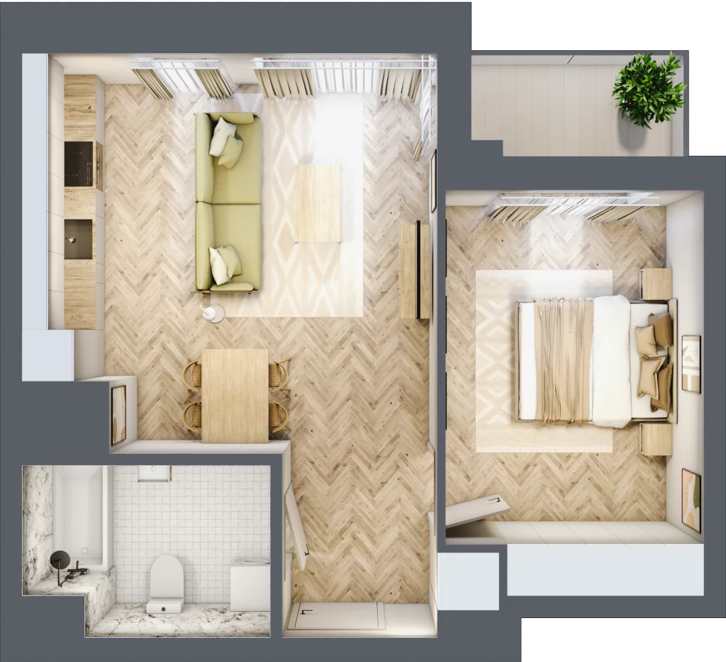 2 pokoje, mieszkanie 46,12 m², piętro 6, oferta nr M100, Sky Trust II , Kielce, Bocianek, al. Solidarności / ul. Świętokrzyska