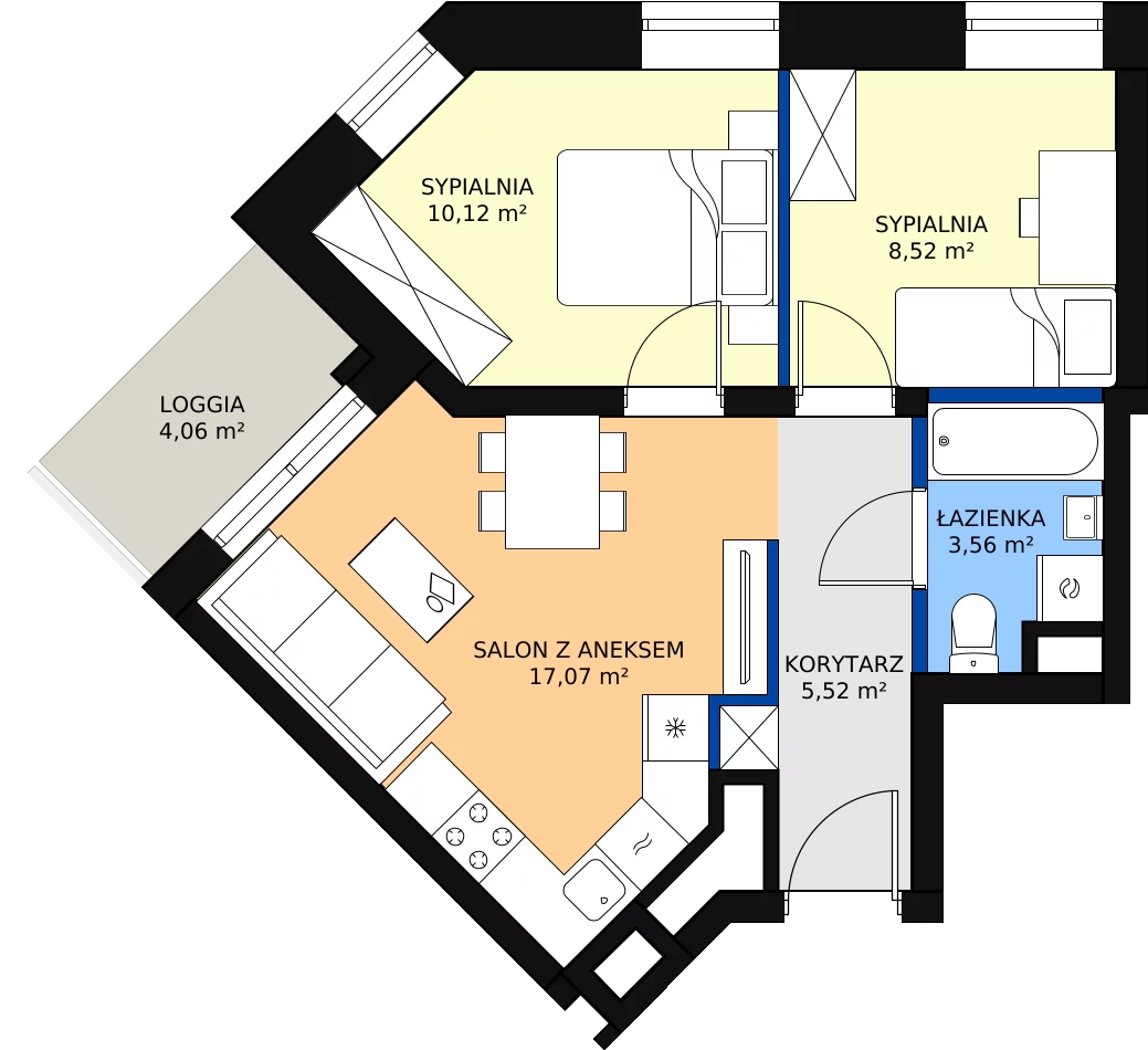 Zalety mieszkania 45.63 m², M101