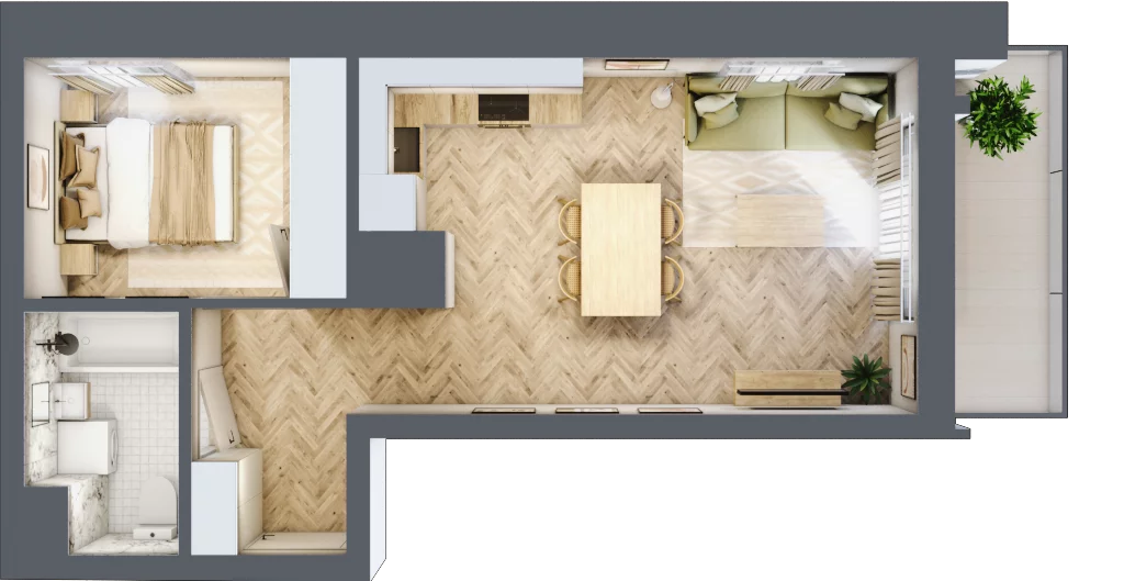 2 pokoje, mieszkanie 39,72 m², piętro 7, oferta nr M103, Sky Trust II , Kielce, Bocianek, al. Solidarności / ul. Świętokrzyska