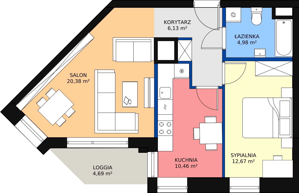 Zalety mieszkania 56.03 m², M108