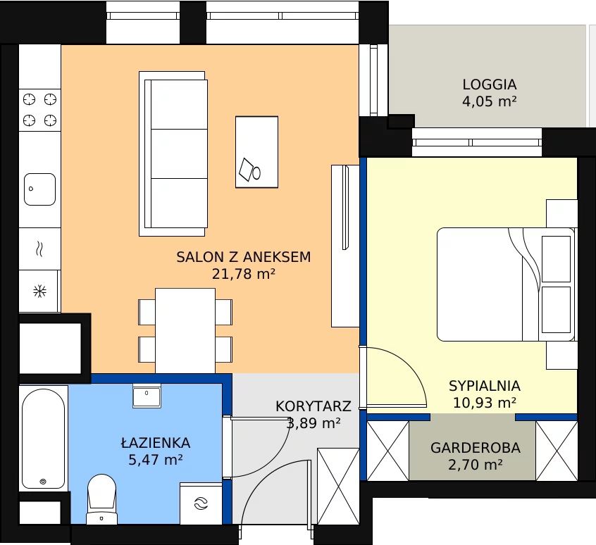 Zalety mieszkania 45.7 m², M110