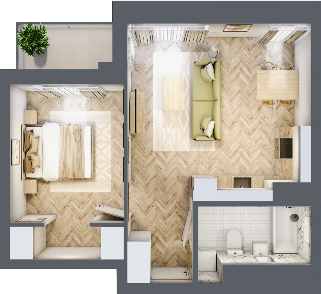 2 pokoje, mieszkanie 45,22 m², piętro 7, oferta nr M111, Sky Trust II , Kielce, Bocianek, al. Solidarności / ul. Świętokrzyska