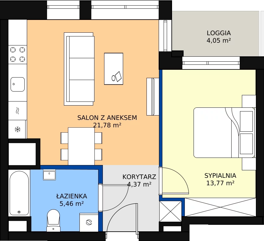 Zalety mieszkania 46.12 m², M112