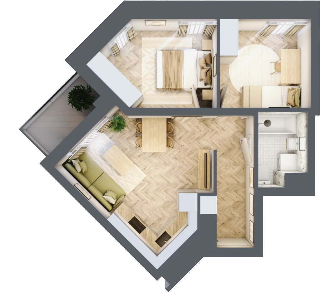 3 pokoje, mieszkanie 45,63 m², piętro 7, oferta nr M113, Sky Trust II , Kielce, Bocianek, al. Solidarności / ul. Świętokrzyska