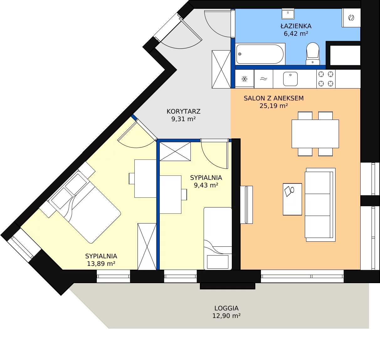 Zalety mieszkania 65.44 m², M121