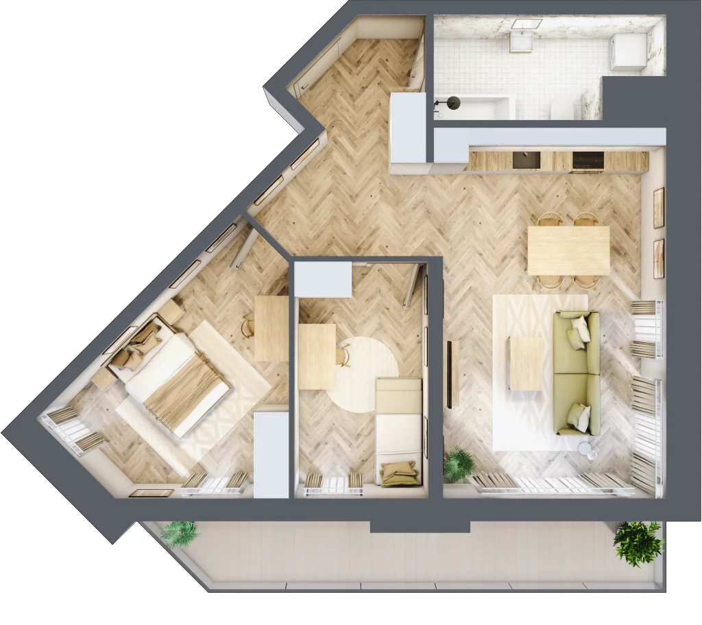3 pokoje, mieszkanie 65,44 m², piętro 8, oferta nr M121, Sky Trust II , Kielce, Bocianek, al. Solidarności / ul. Świętokrzyska