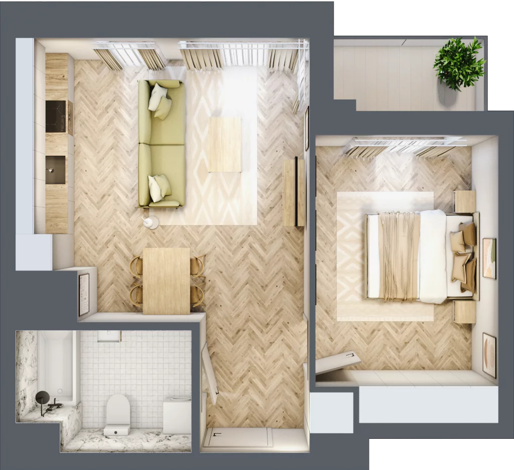2 pokoje, mieszkanie 46,12 m², piętro 8, oferta nr M124, Sky Trust II , Kielce, Bocianek, al. Solidarności / ul. Świętokrzyska