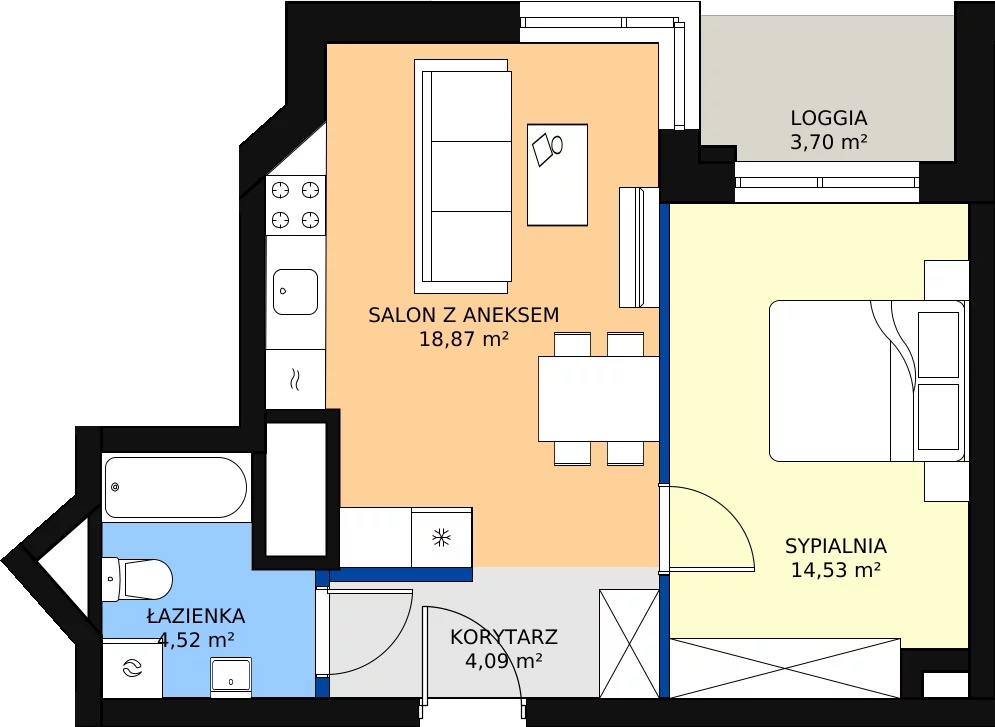 Zalety mieszkania 42.94 m², M129