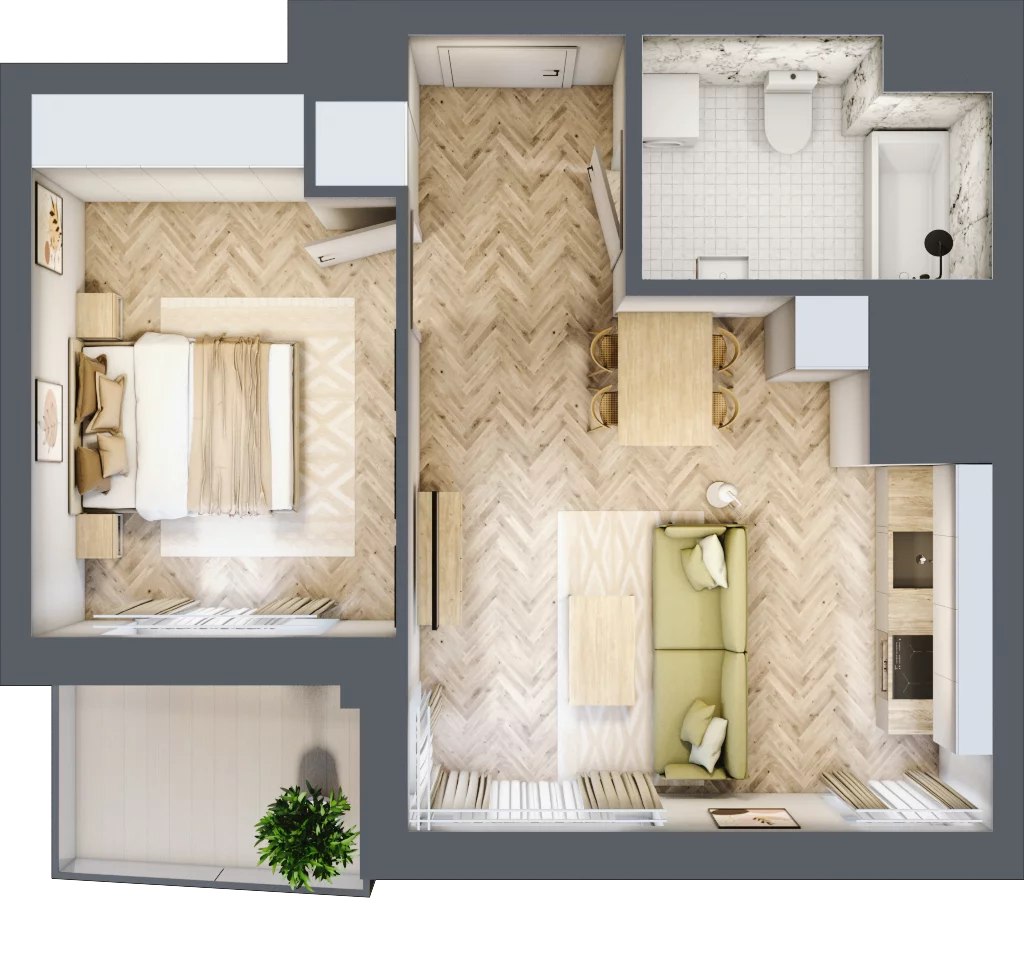 2 pokoje, mieszkanie 43,03 m², piętro 9, oferta nr M135, Sky Trust II , Kielce, Bocianek, al. Solidarności / ul. Świętokrzyska