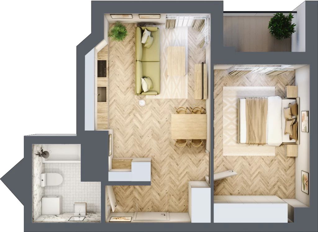 2 pokoje, mieszkanie 42,94 m², piętro 10, oferta nr M140, Sky Trust II , Kielce, Bocianek, al. Solidarności / ul. Świętokrzyska