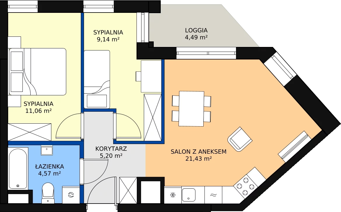 Zalety mieszkania 52.7 m², M142