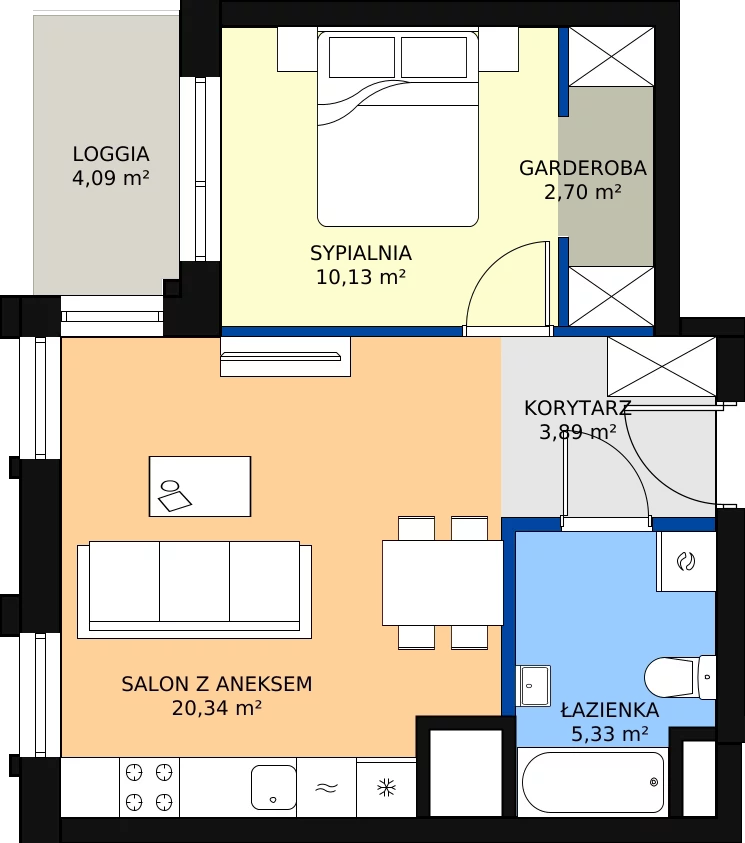 Zalety mieszkania 43.36 m², M144