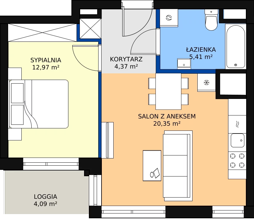 Zalety mieszkania 43.8 m², M146