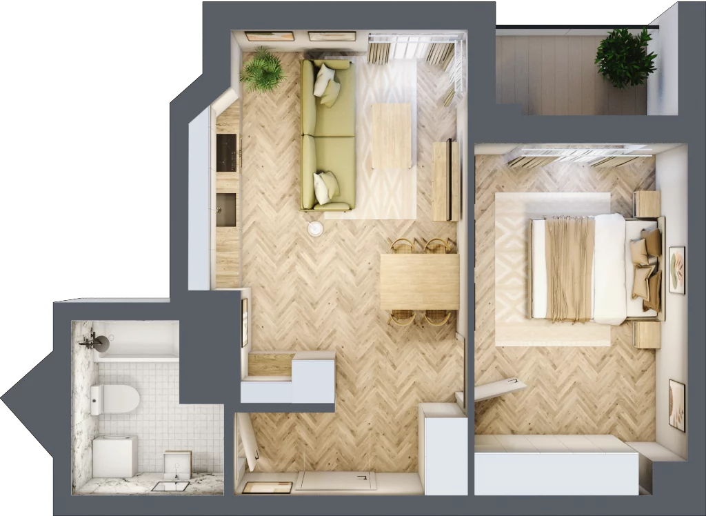 2 pokoje, mieszkanie 42,94 m², piętro 11, oferta nr M151, Sky Trust II , Kielce, Bocianek, al. Solidarności / ul. Świętokrzyska