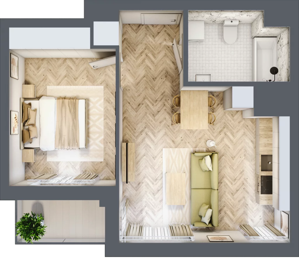 2 pokoje, mieszkanie 43,79 m², piętro 11, oferta nr M157, Sky Trust II , Kielce, Bocianek, al. Solidarności / ul. Świętokrzyska