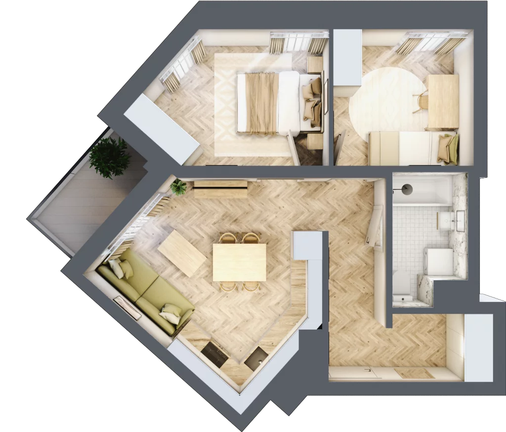 3 pokoje, mieszkanie 49,42 m², piętro 11, oferta nr M158, Sky Trust II , Kielce, Bocianek, al. Solidarności / ul. Świętokrzyska