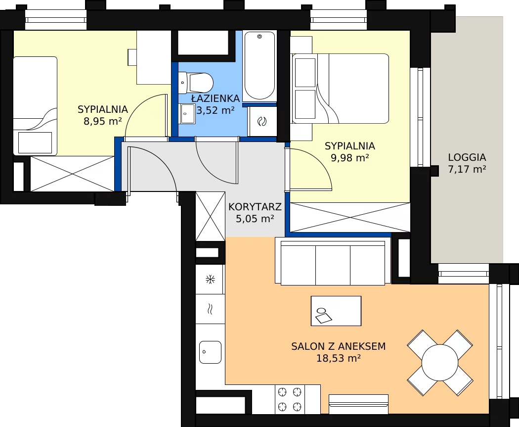Zalety mieszkania 46.27 m², M160