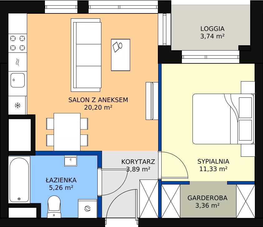 Zalety mieszkania 45 m², M163