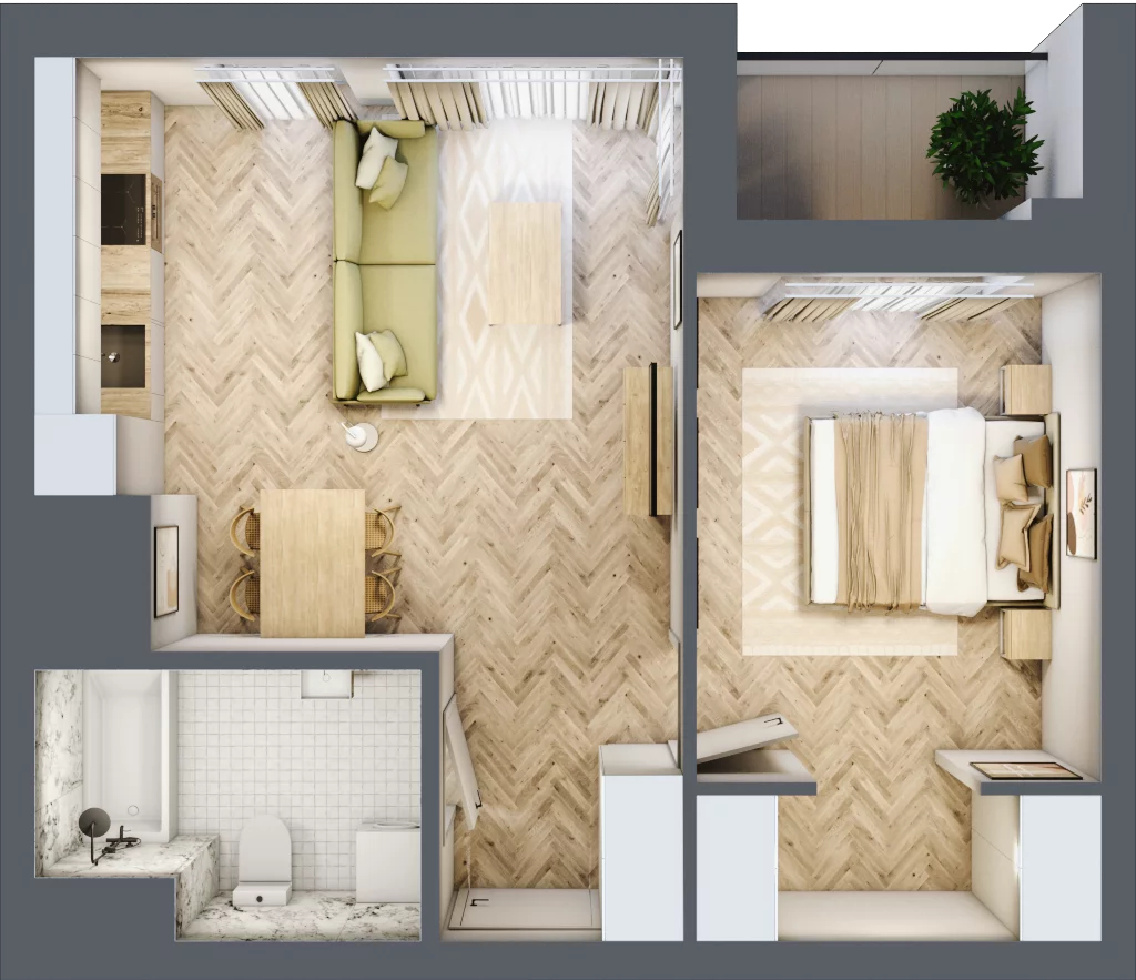 2 pokoje, mieszkanie 45,00 m², piętro 12, oferta nr M163, Sky Trust II , Kielce, Bocianek, al. Solidarności / ul. Świętokrzyska