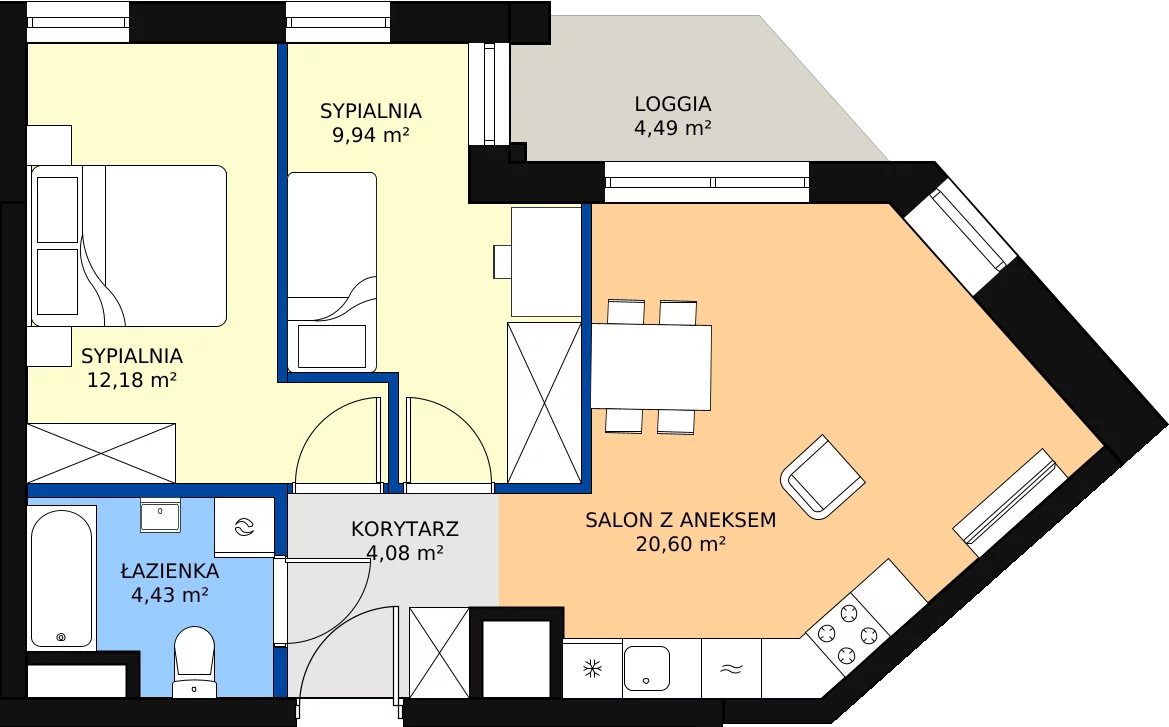 Zalety mieszkania 52.59 m², M164