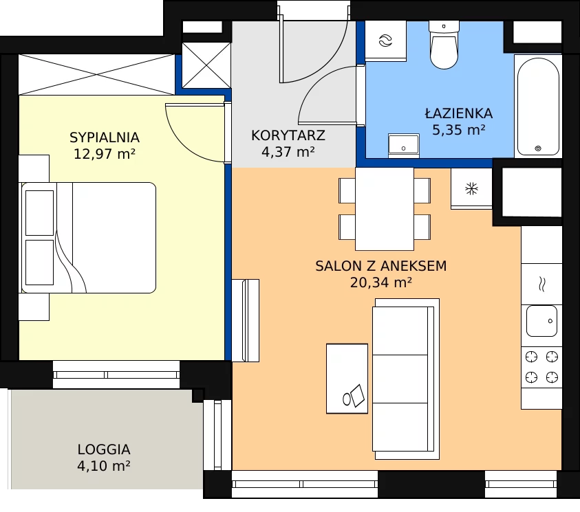 Zalety mieszkania 43.67 m², M168