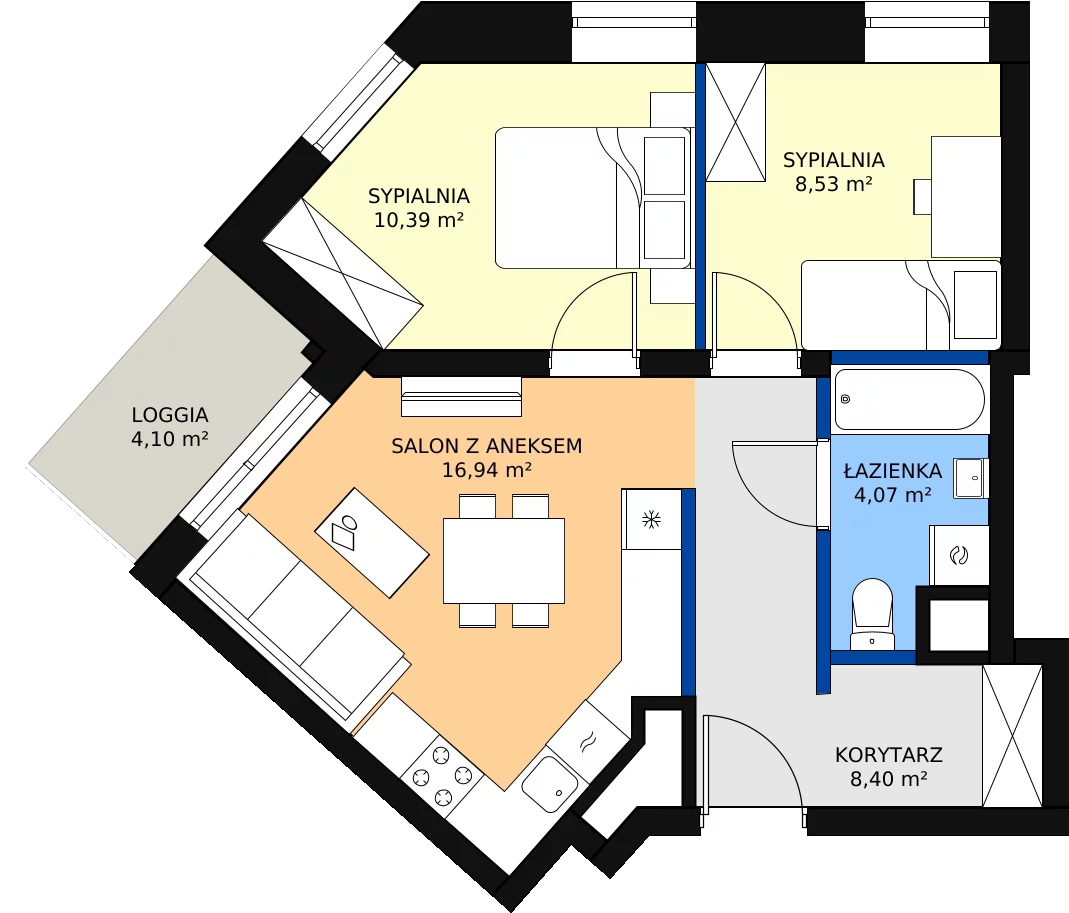 Zalety mieszkania 49.29 m², M169