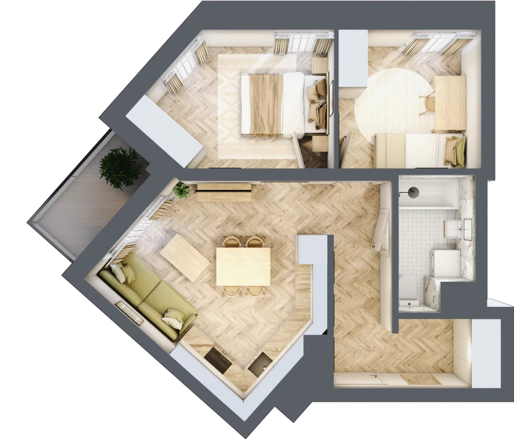 3 pokoje, mieszkanie 49,29 m², piętro 12, oferta nr M169, Sky Trust II , Kielce, Bocianek, al. Solidarności / ul. Świętokrzyska