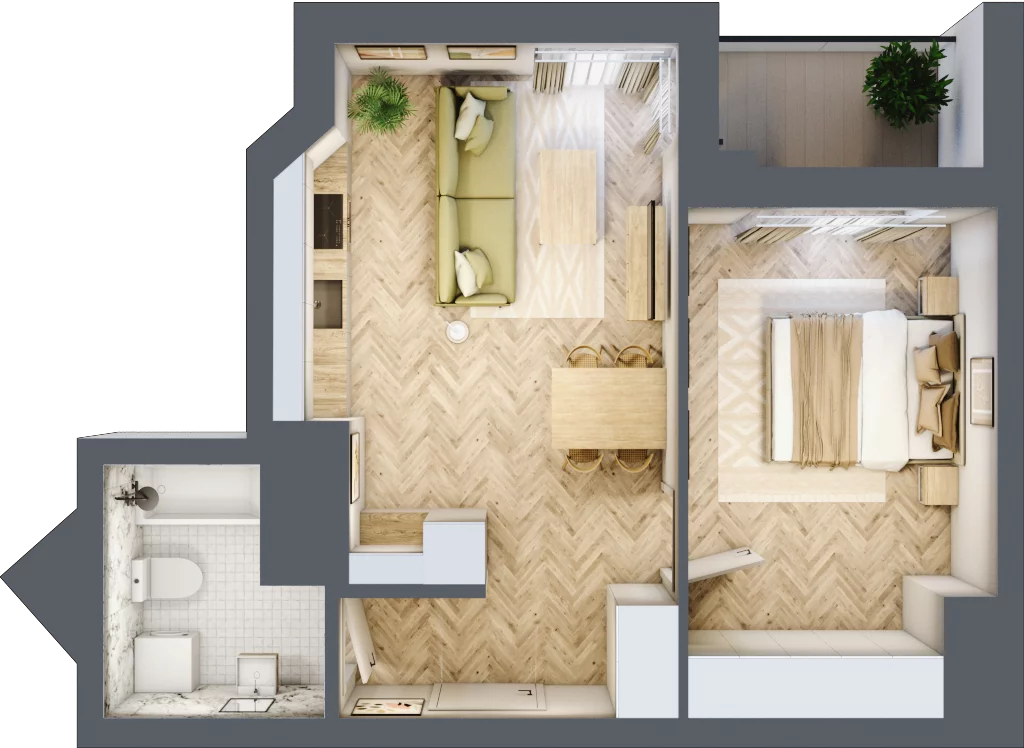 2 pokoje, mieszkanie 42,94 m², piętro 13, oferta nr M173, Sky Trust II , Kielce, Bocianek, al. Solidarności / ul. Świętokrzyska
