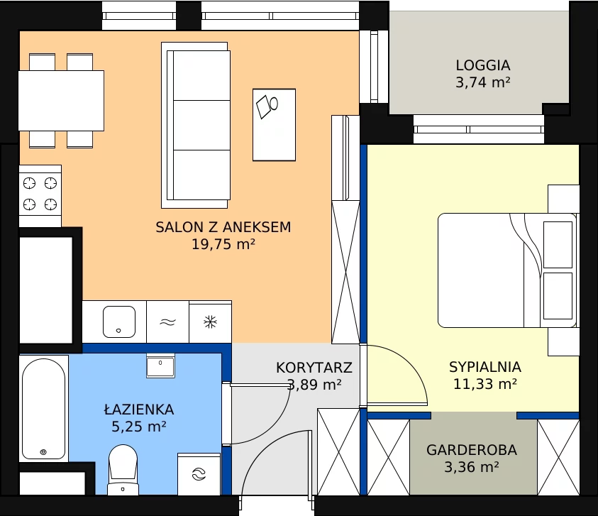 Zalety mieszkania 44.97 m², M174