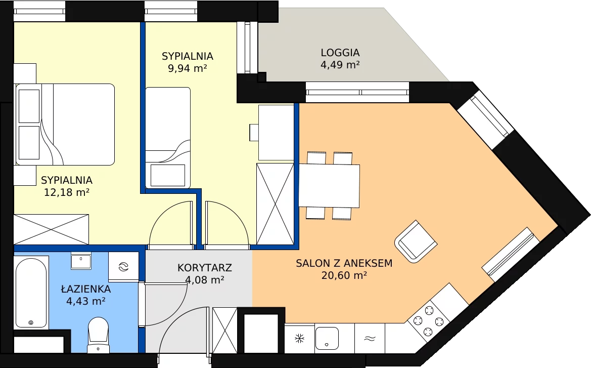 Zalety mieszkania 52.59 m², M175