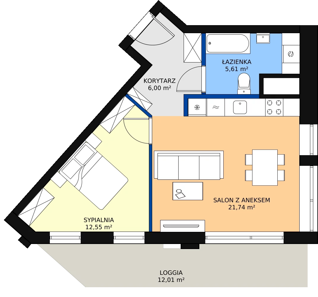 Zalety mieszkania 46.8 m², M176