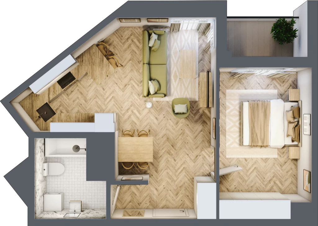 2 pokoje, mieszkanie 46,43 m², piętro 14, oferta nr M182, Sky Trust II , Kielce, Bocianek, al. Solidarności / ul. Świętokrzyska