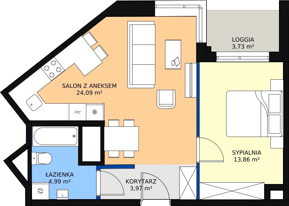 Zalety mieszkania 46.43 m², M188