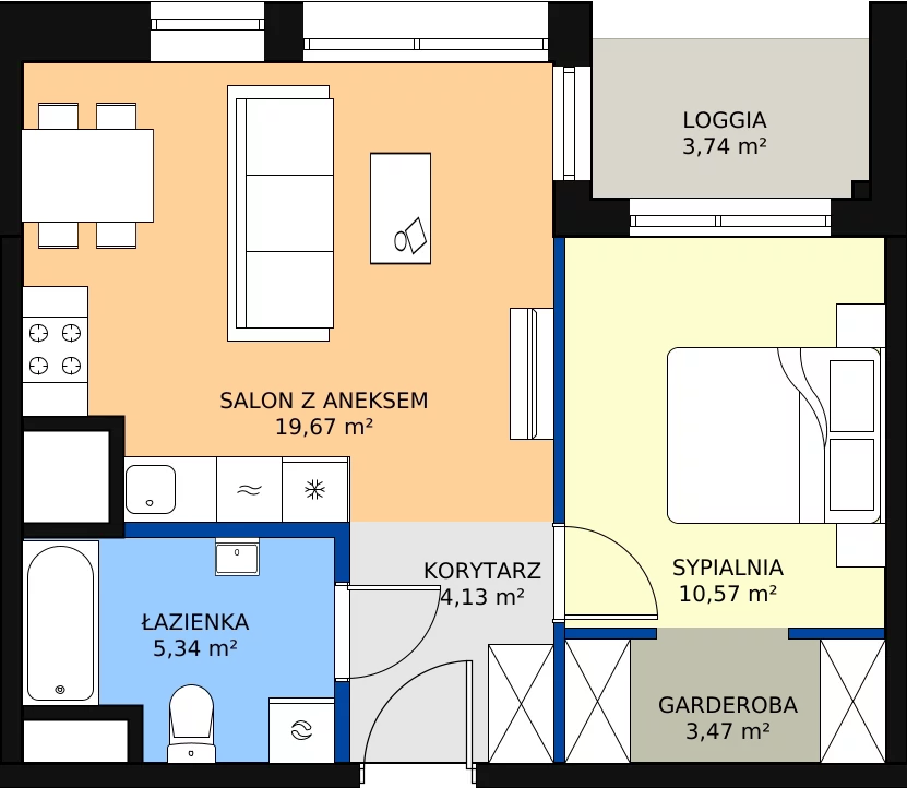 Zalety mieszkania 42.7 m², M189