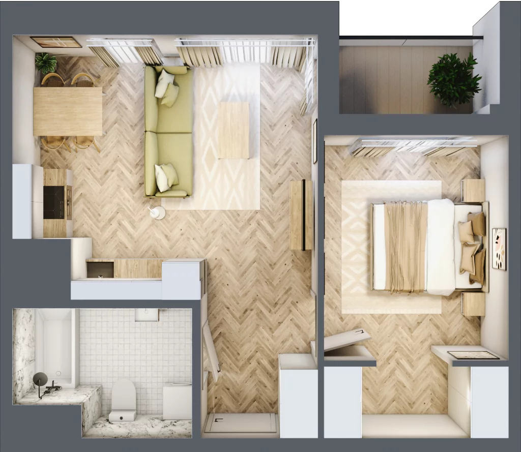 2 pokoje, mieszkanie 42,70 m², piętro 15, oferta nr M189, Sky Trust II , Kielce, Bocianek, al. Solidarności / ul. Świętokrzyska