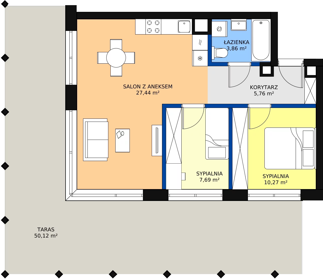 Zalety mieszkania 57.34 m², A.05