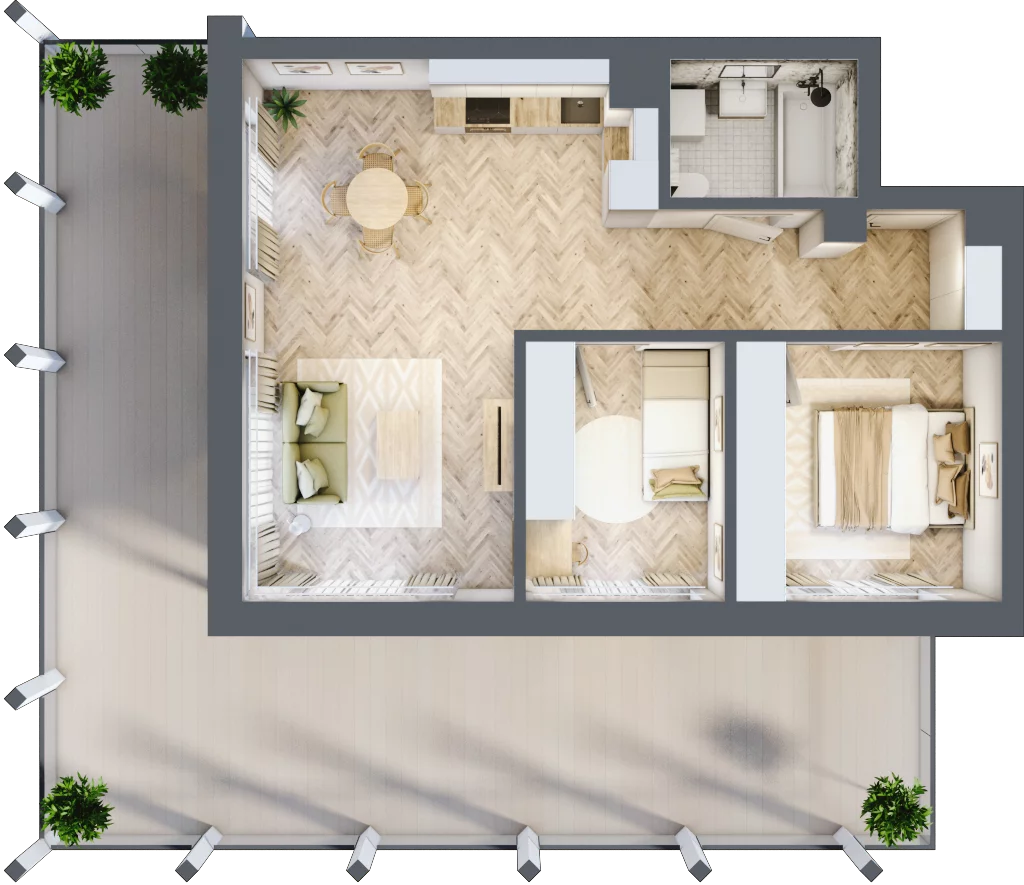 3 pokoje, apartament 57,34 m², piętro 1, oferta nr A.05, Browar Hugo Scobel, Gliwice, Śródmieście, ul. Piwna