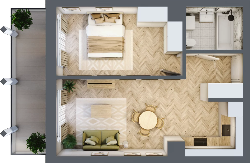2 pokoje, mieszkanie 44,48 m², piętro 4, oferta nr A.59, Browar Hugo Scobel, Gliwice, Śródmieście, ul. Piwna