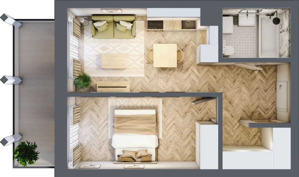 2 pokoje, mieszkanie 40,27 m², piętro 4, oferta nr A.63, Browar Hugo Scobel, Gliwice, Śródmieście, ul. Piwna