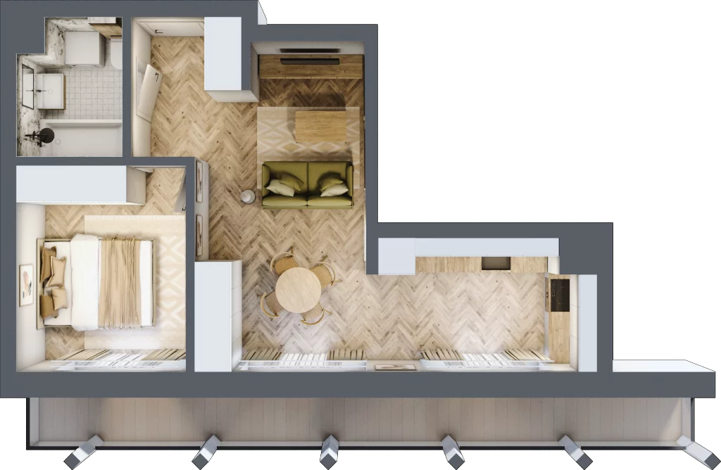2 pokoje, apartament 39,96 m², piętro 5, oferta nr A.69, Browar Hugo Scobel, Gliwice, Śródmieście, ul. Piwna